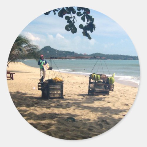 Beach Vendings  Lamai Beach Koh Samui Island Classic Round Sticker