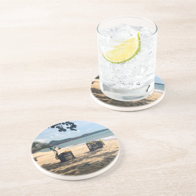 Beach Vendings ... Lamai Beach, Koh Samui Island Drink Coaster (Side)