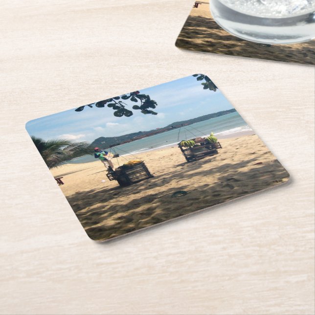 Beach Vendings ... Lamai Beach, Koh Samui Island Square Paper Coaster (Angled)