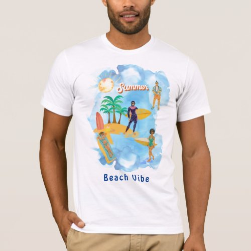 BEACH VIBE Bella Canvas Basic T_Shirt