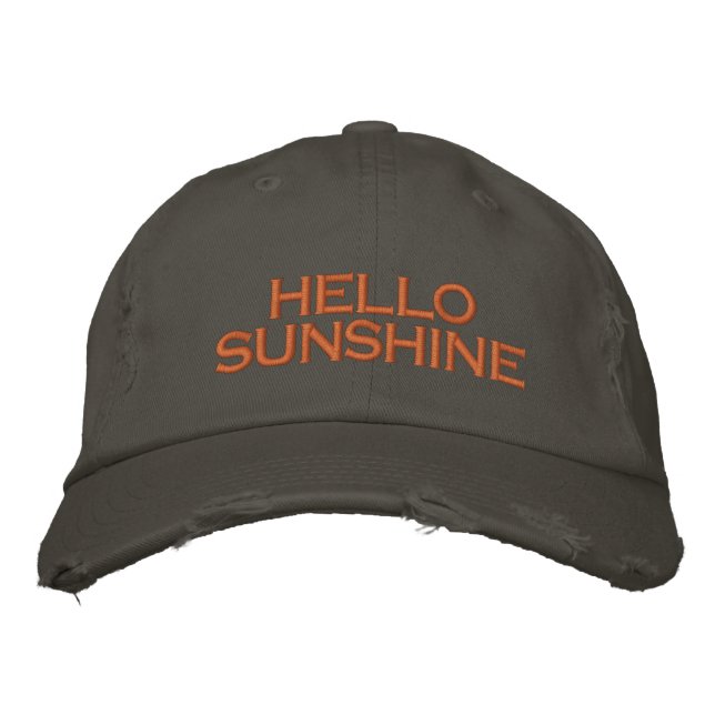 Beach vibe Lake Life HELLO SUNSHINE Embroidered Baseball Cap (Front)