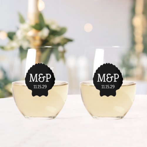 Beach Vibe Mr  Mrs Stemless Wine Glass