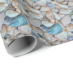 Beach Vibe Sea Ocean Shells Pattern Wrapping Paper