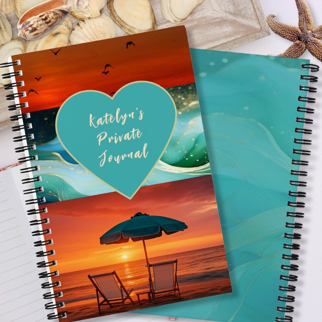 Beach Vibe Sunset Personalized Spiral Notebook (Creator Uploaded)