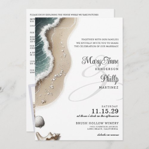 Beach Vibe with Details  QR Code Wedding Invitation