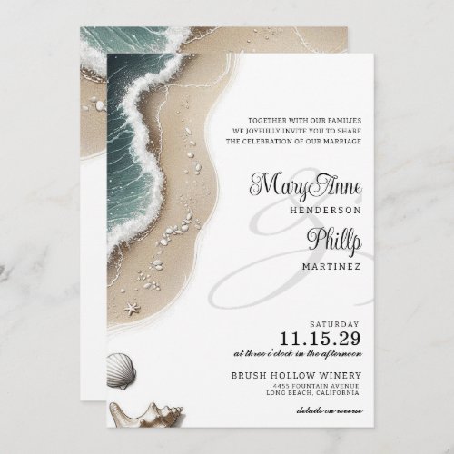 Beach Vibe with Photo Wedding Invitation