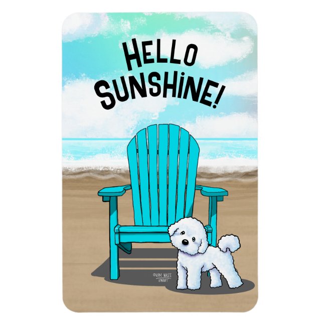 Beach Vibes Bichon Magnet (Vertical)
