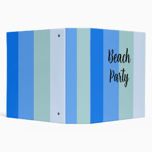 Beach Vibes, Blue Stripes 3 Ring Binder