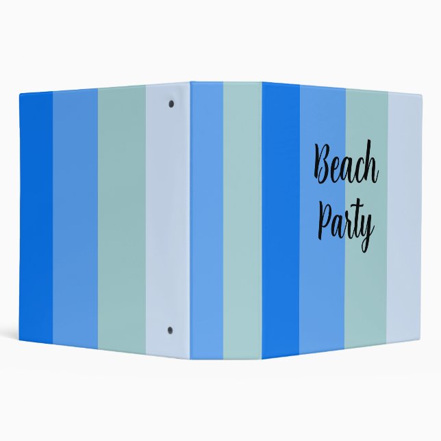 Beach Vibes, Blue Stripes 3 Ring Binder (Background)