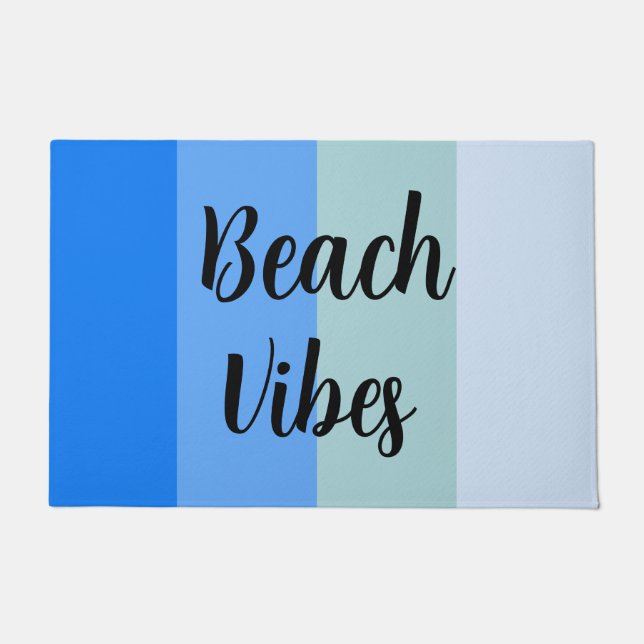 Beach Vibes, Blue Stripes Doormat (Front)