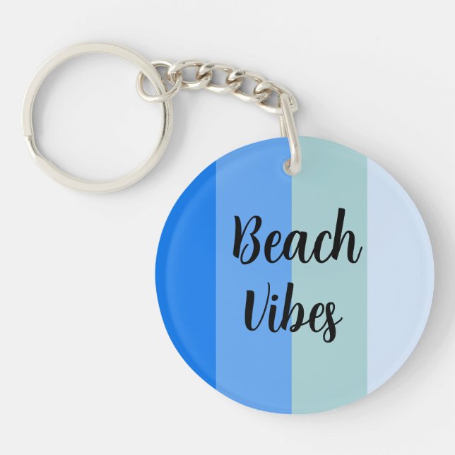 Beach Vibes, Blue Stripes Keychain (Front)