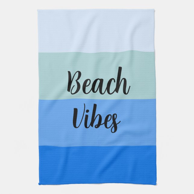 Beach Vibes, Blue Stripes Kitchen Towel (Vertical)