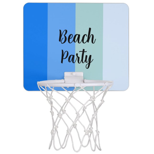 Beach Vibes, Blue Stripes Mini Basketball Hoop (Front)
