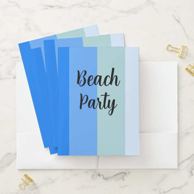 Beach Vibes, Blue Stripes Pocket Folder (In Situ)