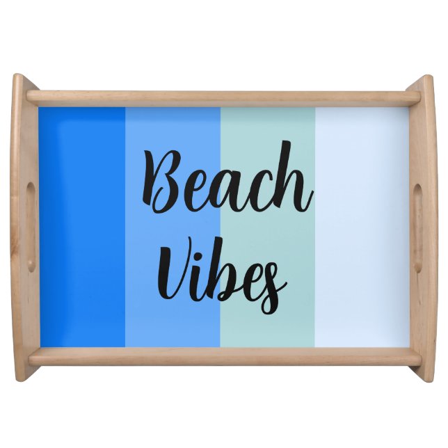 Beach Vibes, Blue Stripes Serving Tray (Front)