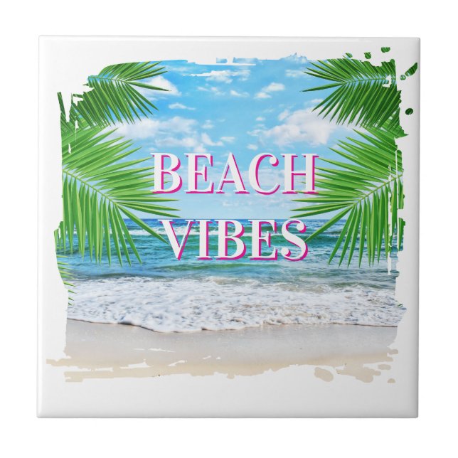 Beach Vibes Ceramic Tile (Front)