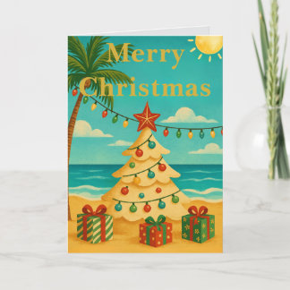 Beach Vibes Cute Message Inside Custom Christmas Card