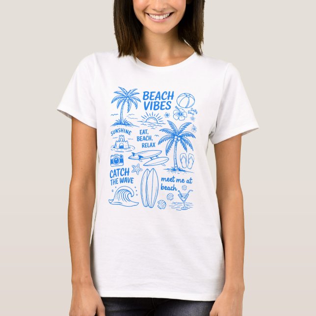 Beach Vibes Doodles Tee (Front)