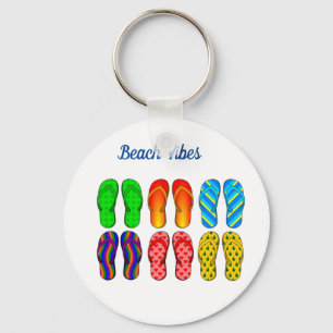Beach Vibes Flip Flps Design Keychain