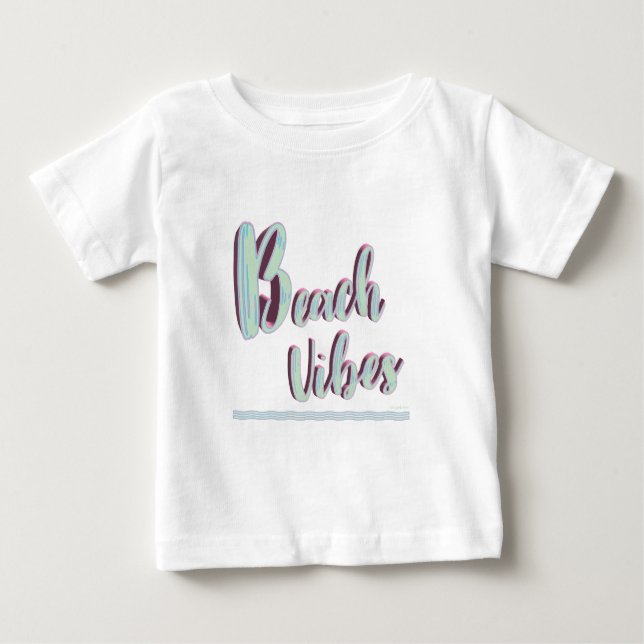 Beach Vibes Fun Summer Graphic Cool Blue T-Shirt (Front)