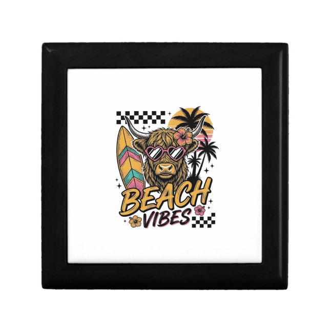 Beach Vibes Highland Cow Summer Vector Art_1 Gift Box (Front)