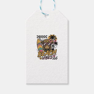 Beach Vibes Highland Cow Summer Vector Art_1 Gift Tags