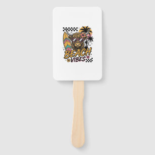 Beach Vibes Highland Cow Summer Vector Art_1 Hand Fan