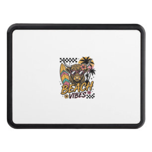 Beach Vibes Highland Cow Summer Vector Art_1 Hitch Cover