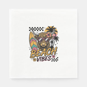 Beach Vibes Highland Cow Summer Vector Art_1 Napkins