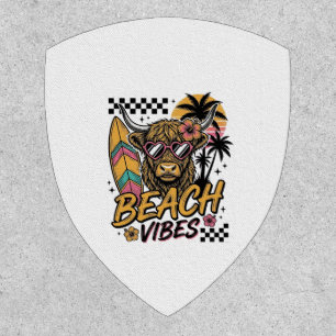 Beach Vibes Highland Cow Summer Vector Art_1 Patch