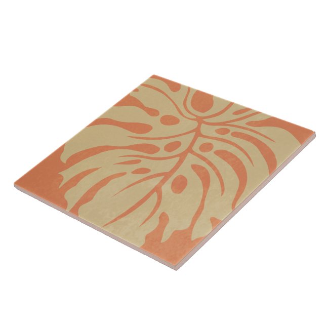 Beach Vibes Monstera art tile (Side)