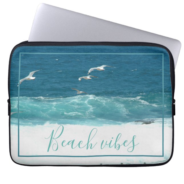 Beach Vibes Ocean Waves laptop case (Front)