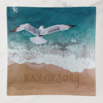 Beach Vibes Only Coastal Seaside Seagull Trinket Tray