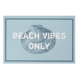 Beach Vibes Only Distressed Font Blue Faux Canvas Print