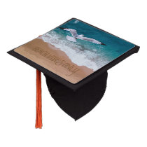 Beach Vibes Only Sand Writing Seashore Ocean Graduation Cap Topper
