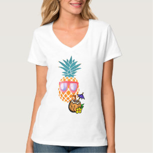 Beach vibes, Pineapple with Sunglasses Womens T-Shirt