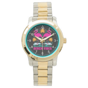 Beach Vibes Pink Flamingos-19501 Watch