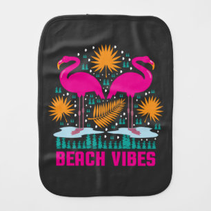Beach Vibes Pink Flamingos Design Baby Burp Cloth
