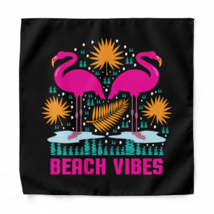 Beach Vibes Pink Flamingos Design Bandana