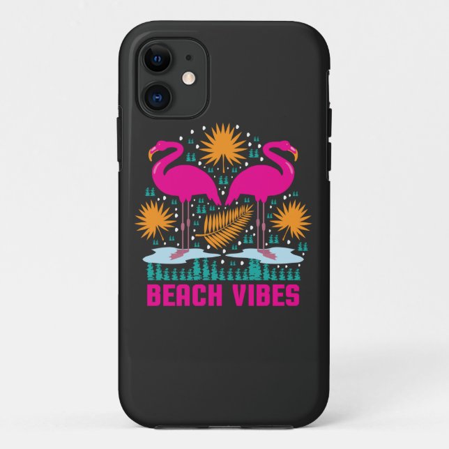 Beach Vibes Pink Flamingos Design Case-Mate iPhone Case (Back)
