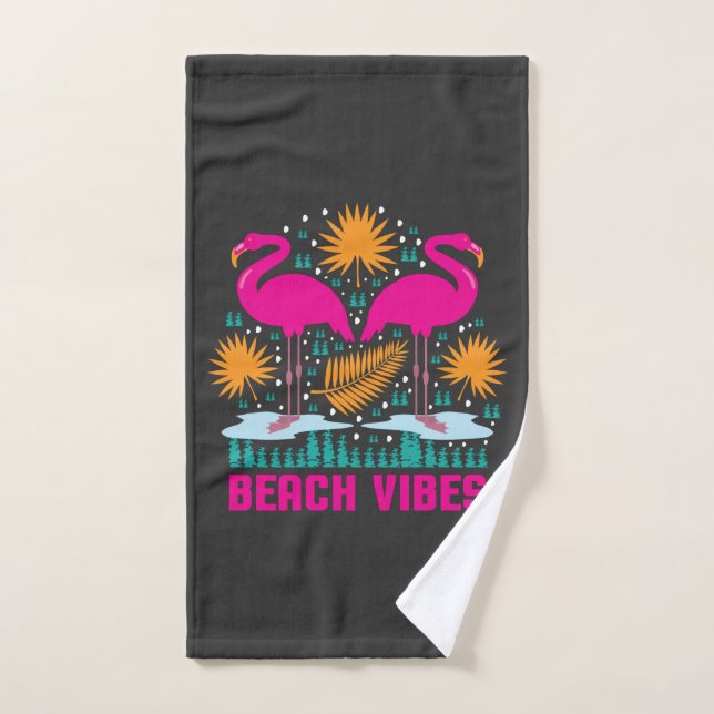 Beach Vibes Pink Flamingos Design Hand Towel (Hand Towel)