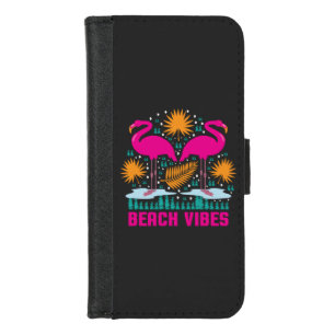 Beach Vibes Pink Flamingos Design iPhone 8/7 Wallet Case