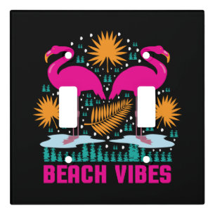 Beach Vibes Pink Flamingos Design Light Switch Cover