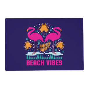 Beach Vibes Pink Flamingos Design Placemat