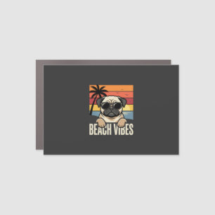 Beach Vibes Pug Dog Sunset Car Magnet