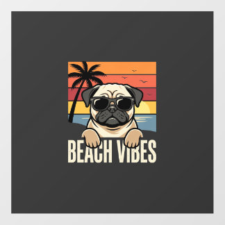 Beach Vibes Pug Dog Sunset Floor Decals