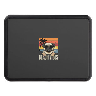 Beach Vibes Pug Dog Sunset Hitch Cover