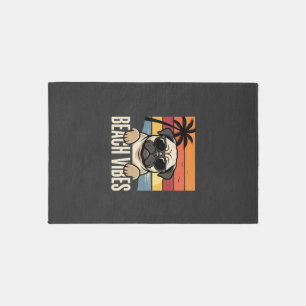 Beach Vibes Pug Dog Sunset Rug