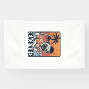 Beach Vibes Pug Vintage Engraving Design_1 Banner