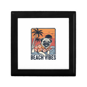 Beach Vibes Pug Vintage Engraving Design_1 Gift Box